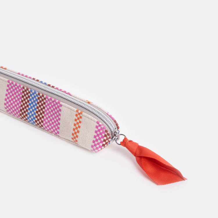 Caroline Gardner - Checkerboard Stripe Canvas Pencil Case - Image 2