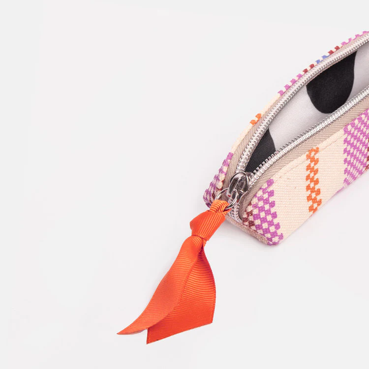 Caroline Gardner - Checkerboard Stripe Canvas Pencil Case - Image 3