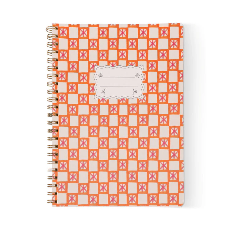 Designwork Collective - Orange Check Tulip A4 Wire Ntbk