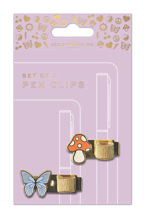 Designwork Collective - Pen Clips - Butterfly & Mushroom