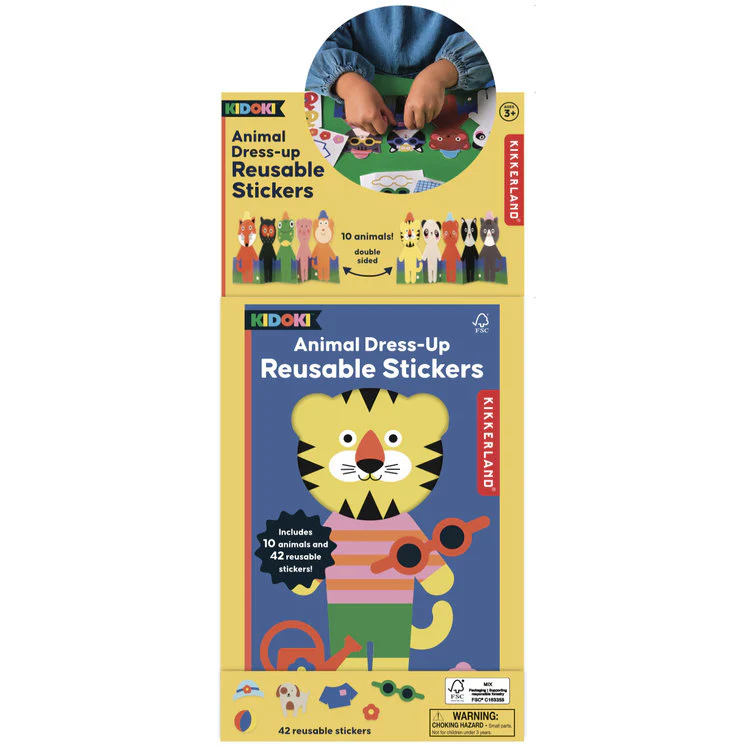 Kikkerland - Animal Dress-Up Reusable Stickers