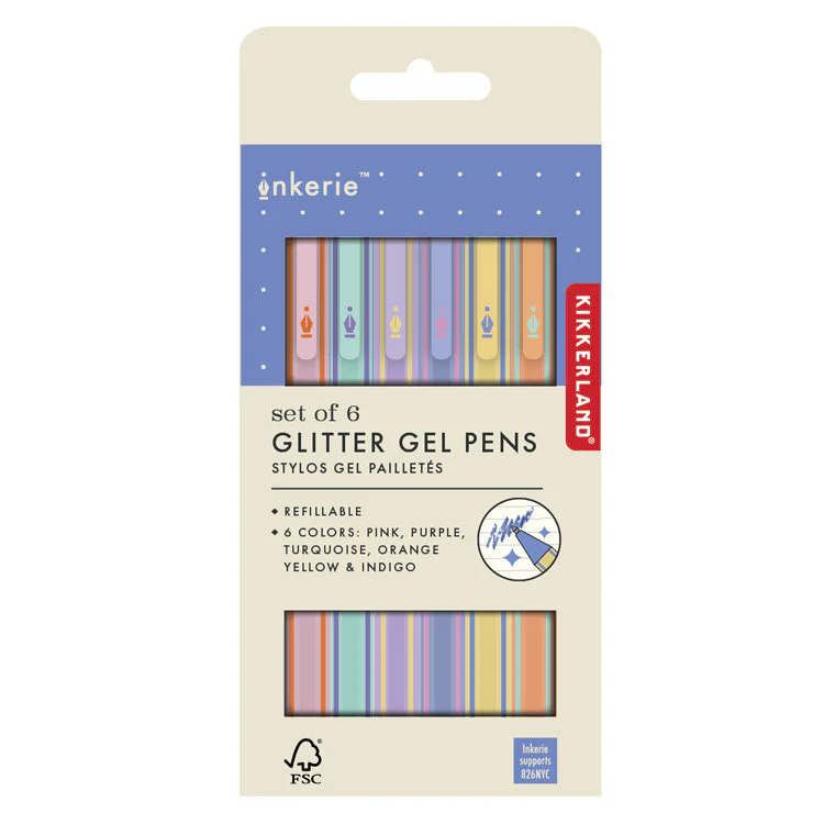 Kikkerland - Set Of 6 Glitter Gel Pens