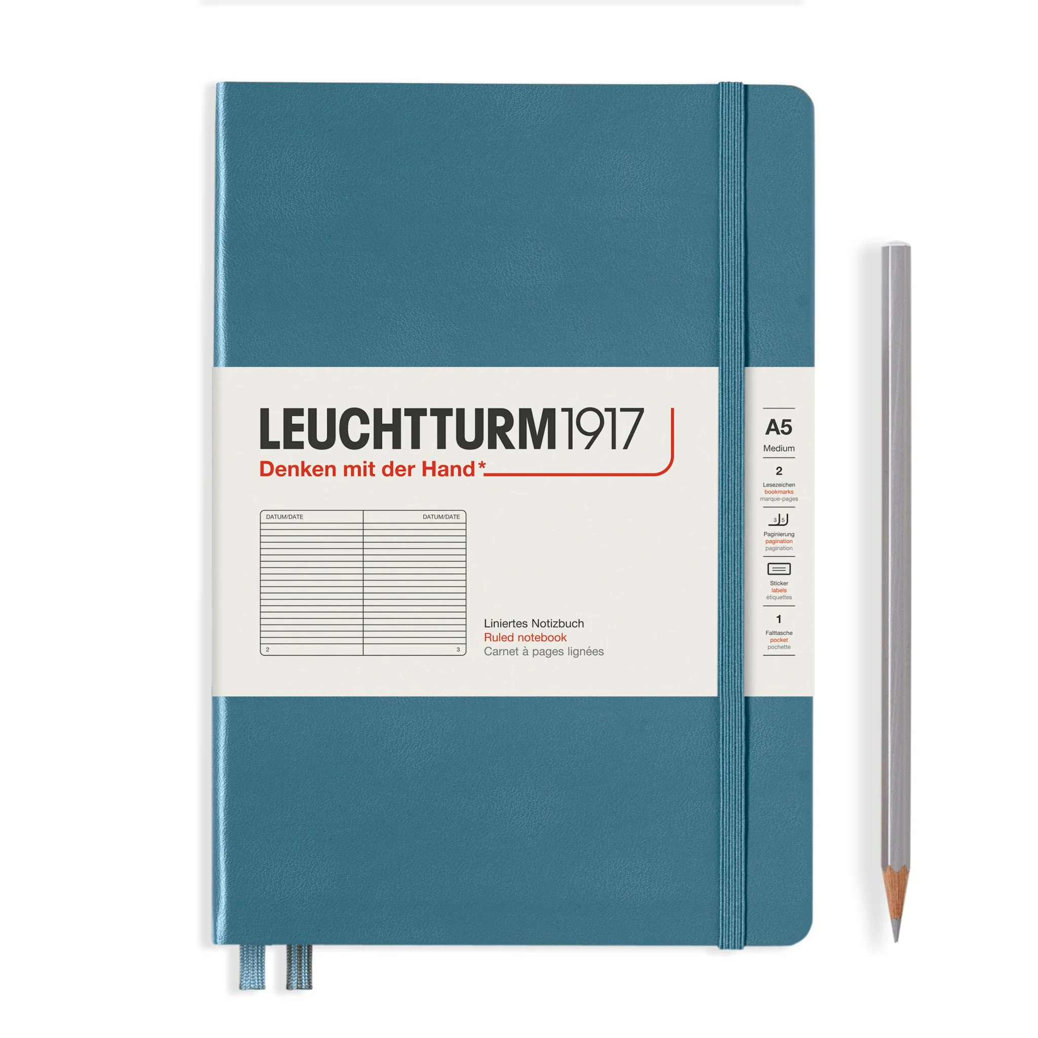 Leuchtturm A5 Ruled Notebook - Stone Blue