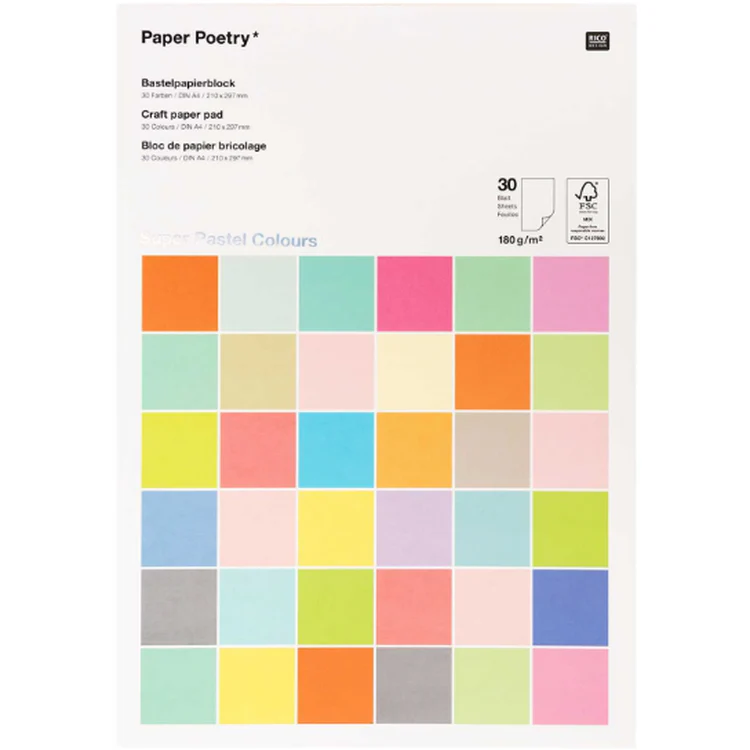 Rico Design - Paper Pad - 180G - Super Pastel