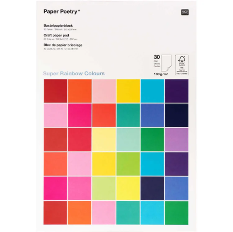 Rico Design - Paper Pad - 180G - Super Rainbow
