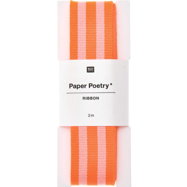Rico Design - Ribbon Duo Stripes Neon Red Pink