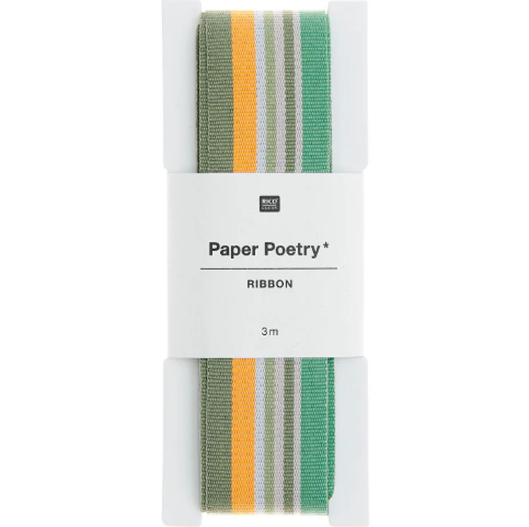 Rico Design - Ribbon Stripes Green Orange White Pink