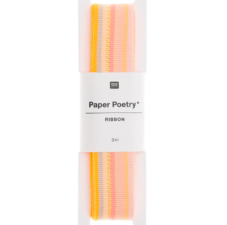 Rico Design - Ribbon Stripes Orange Grey Yellow Iri Pink Lilac